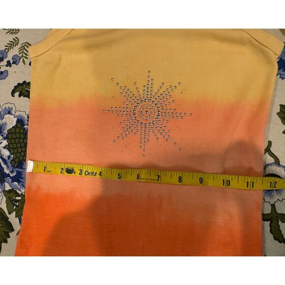 Vintage Y2K Designer Orange Yellow Sun Tank Top Trixie Marie LA Tank Vintage OS - Picture 12 of 13